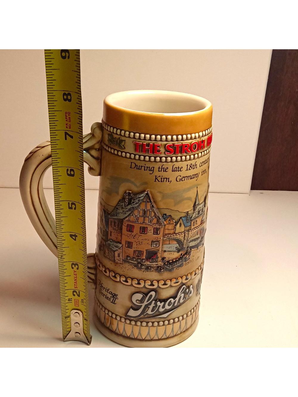 VTG 1985 Stroh's Beer Stein Mug Heritage Series II Ceramarte Brazil #111243